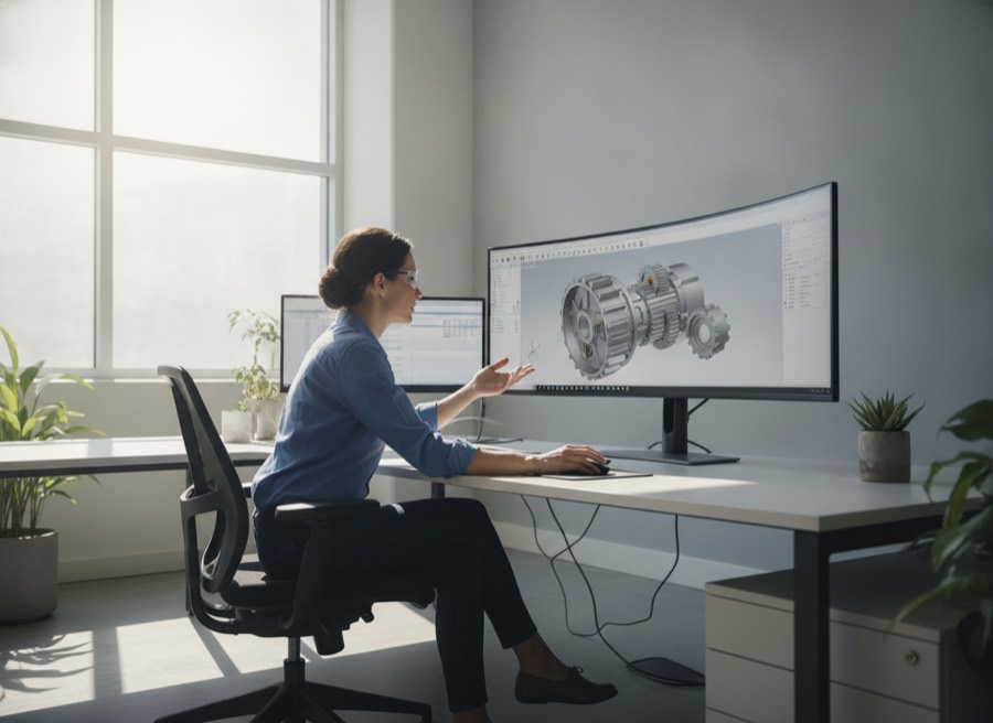 Engineer at a CAD workstation